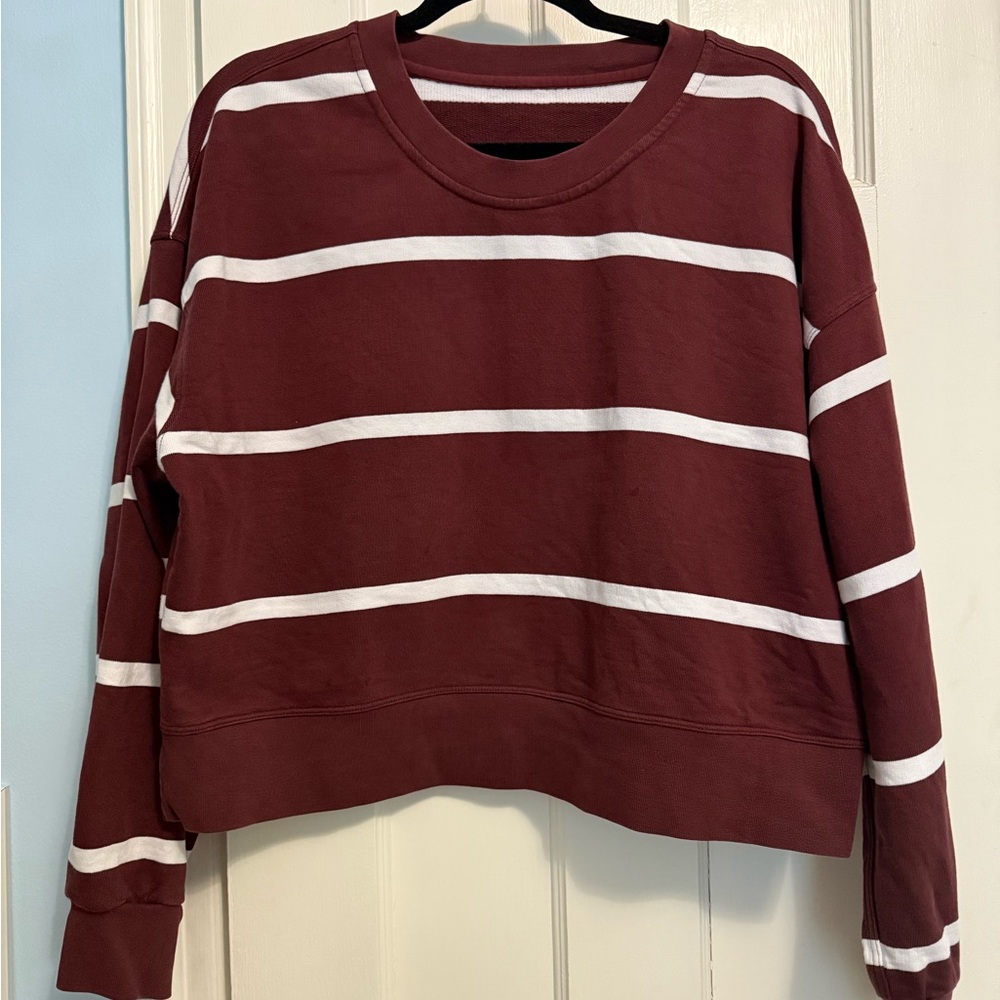 Lululemon Maroon and White Striped Sweatshirt